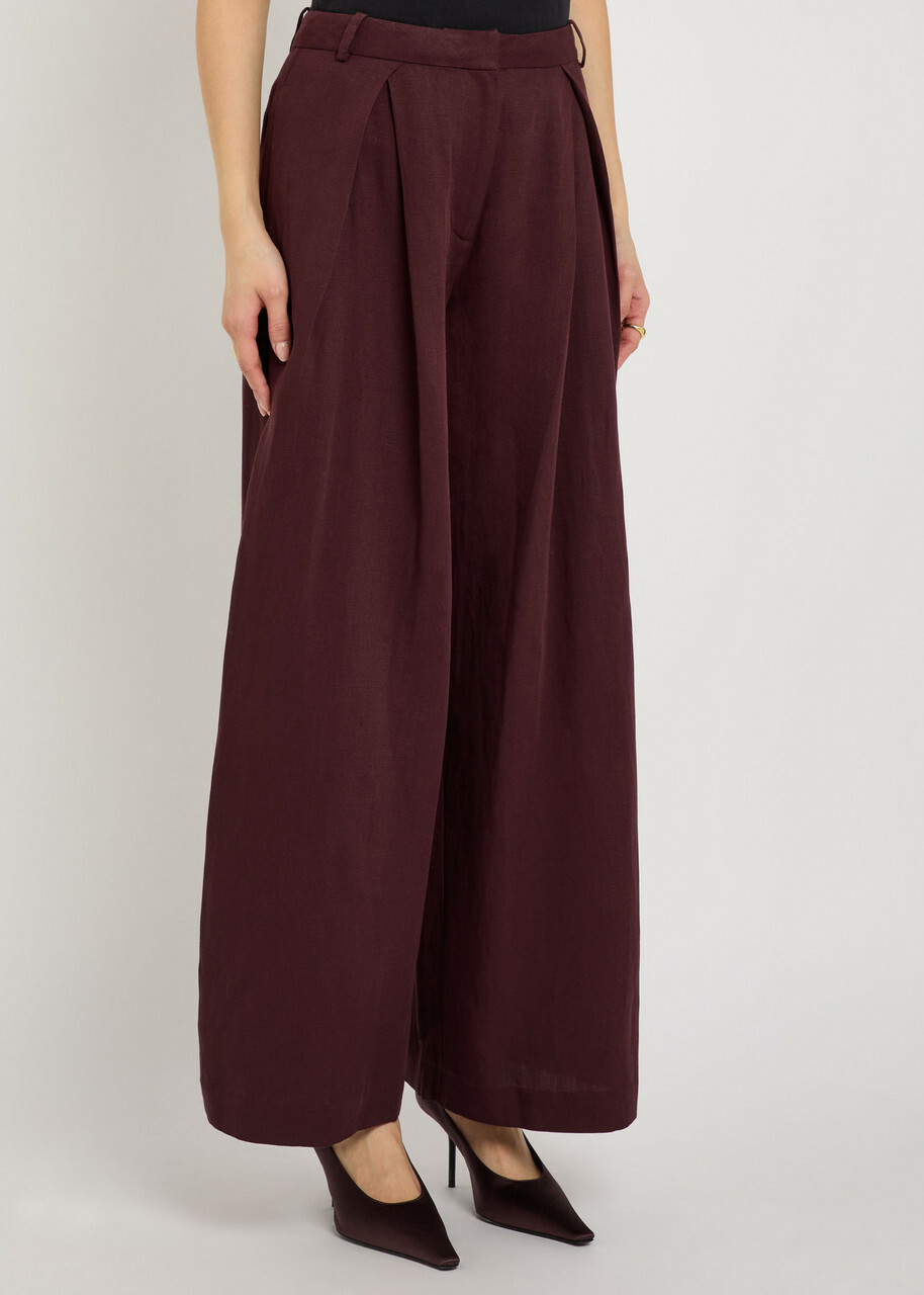 Faithfull The Brand Astrid Wide-leg Trousers Dark Red