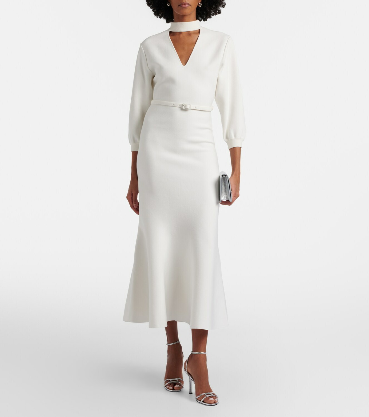 Roland Mouret Cutout knitted belted midi dress