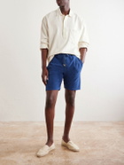FEDELI - Slim-Fit Cotton-Terry Drawstring Shorts - Blue