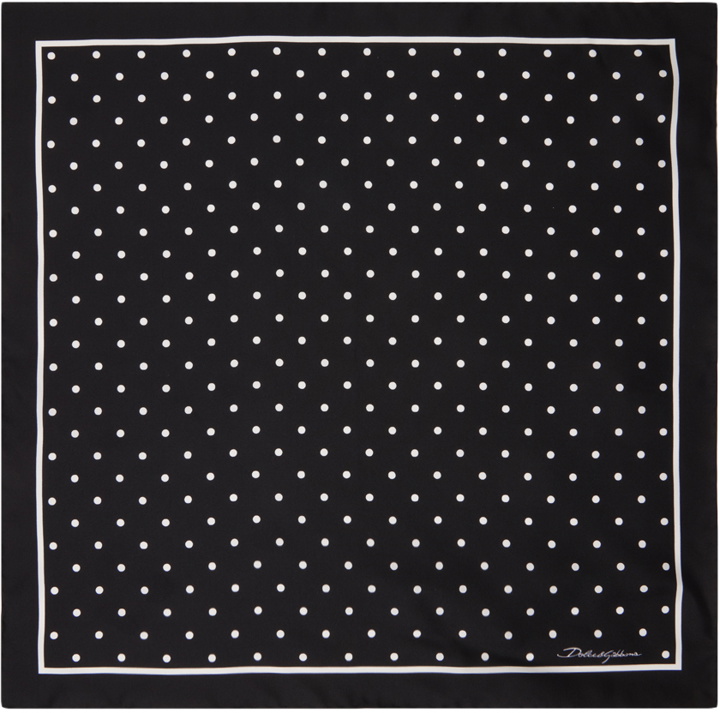 Photo: Dolce&Gabbana Black & White Silk Twill Polka-Dot Scarf