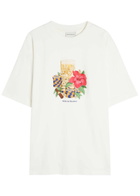 DRÔLE DE Monsieur Hibiscus Club Printed Cotton T-shirt Off White