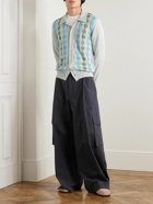 PIACENZA 1733 - Intarsia Pointelle-Knit Cotton Shirt - Blue