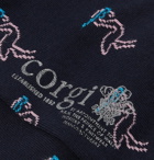 Corgi - Intarsia Cotton-Blend Socks - Midnight blue