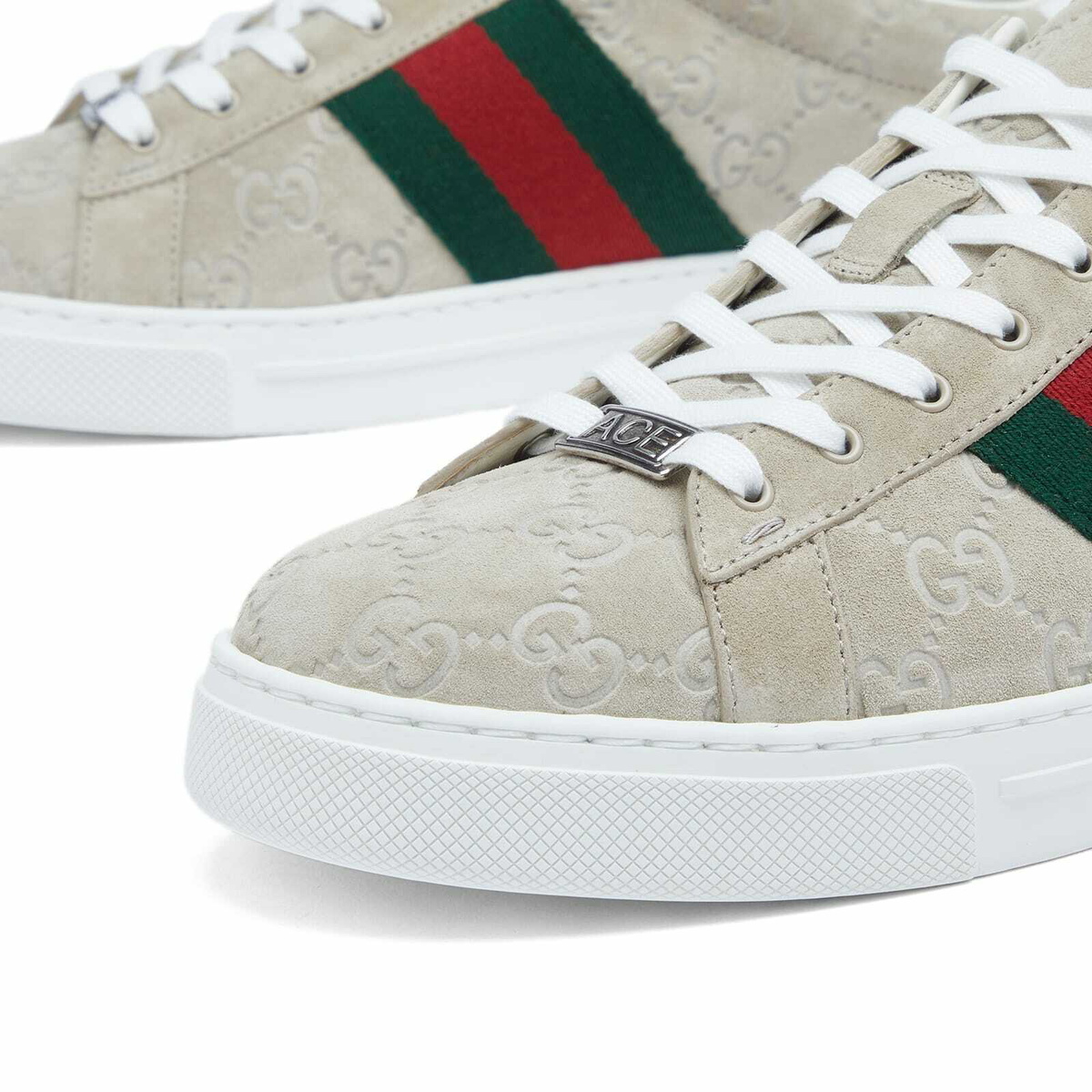 Gucci Men's Suede Ace Sneaker in Oatmeal Gucci