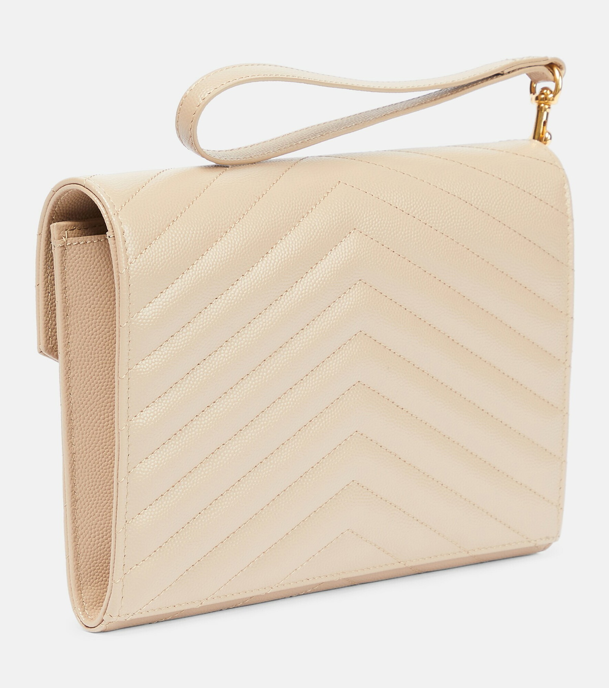 Cassandre Small Matelasse Leather Clutch in Beige - Saint Laurent