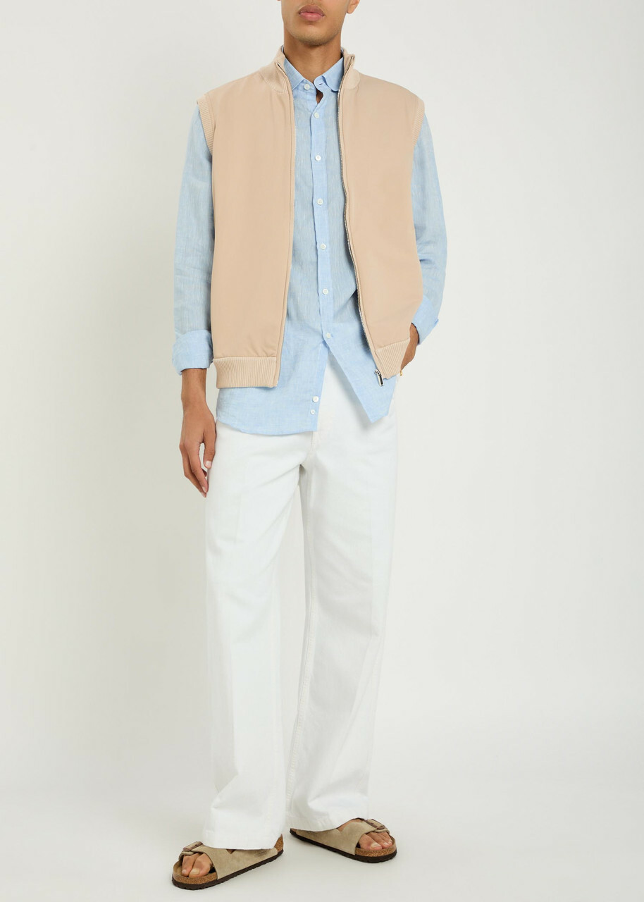 Raith Davi Hybrid Panelled Stretch-knit Gilet Stone