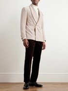 De Petrillo - Positano Shawl Collar Double-Breasted Cotton-Velvet Tuxedo Jacket - Neutrals