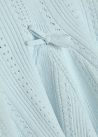 Loveshackfancy Seychelle Bow-appliquéd Pointelle-knit Mini Dress Light Blue