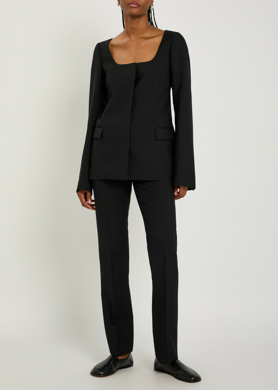 Calvin Klein Camille Scoop-neck Wool Blazer Black