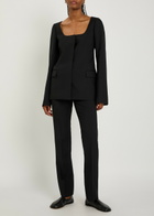 Calvin Klein Camille Scoop-neck Wool Blazer Black
