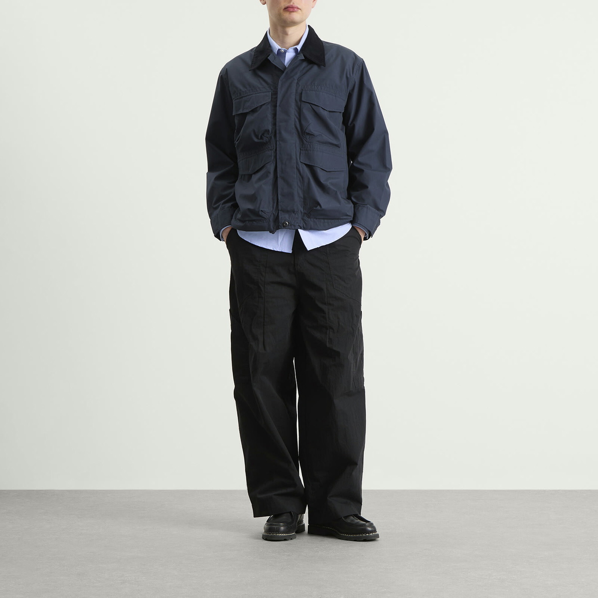 Universal Works Men's Recycled Poly Parachute Field Jacket in Navy