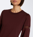 Veronica Beard Bellamie lace-trimmed cotton-blend jersey top