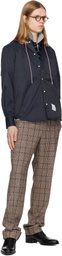 Thom Browne Navy Hooded Nylon Armband Shirt
