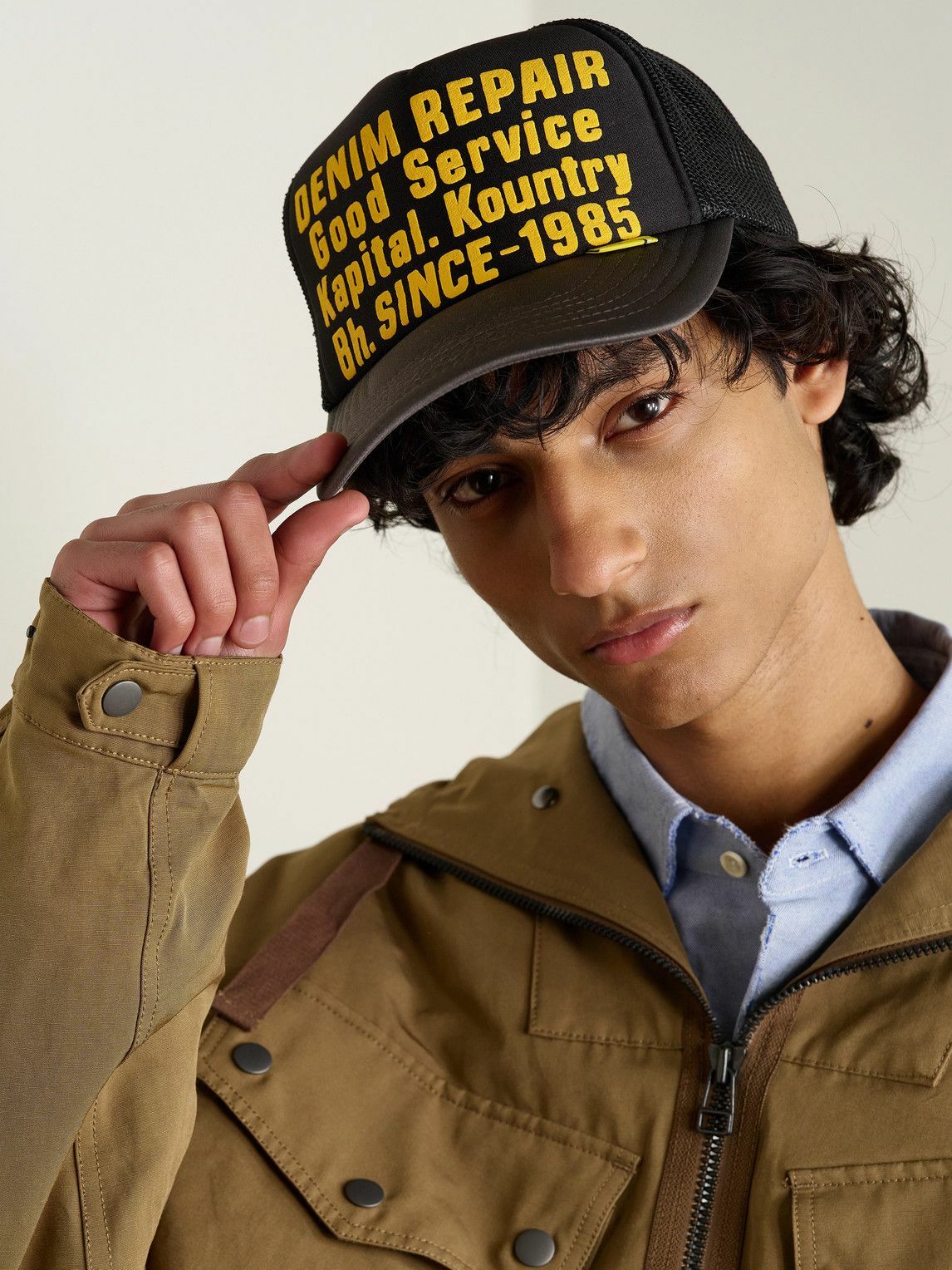 KAPITAL - Printed Scuba and Mesh Trucker Cap