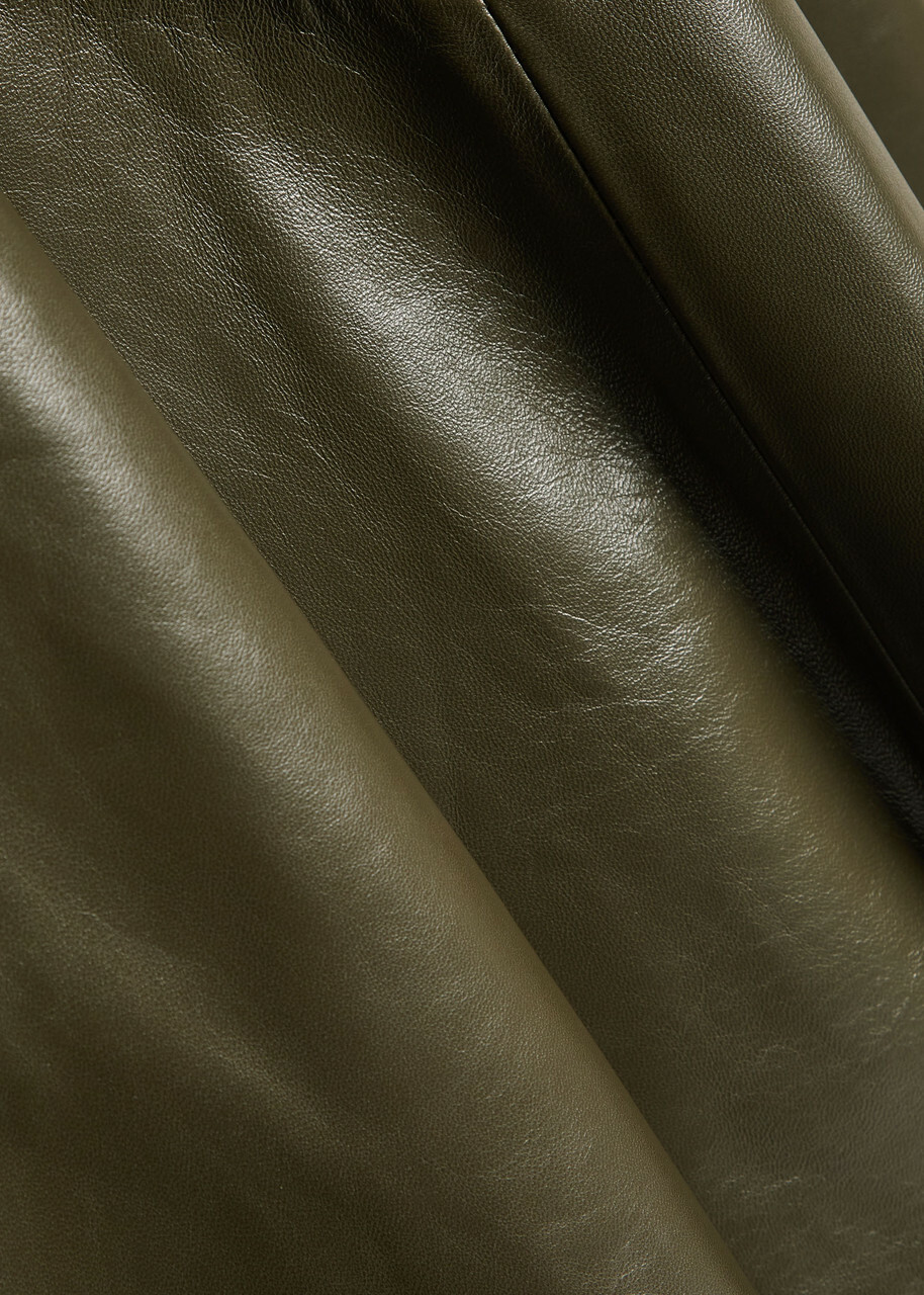 Skiim Max Panelled Leather Midi Skirt Khaki