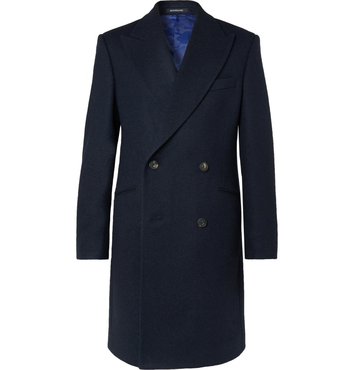 Photo: Richard James - Double-Breasted Wool Overcoat - Blue