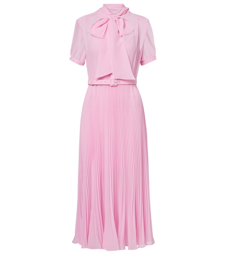Photo: Self-Portrait Belted tie-neck georgette midi dress