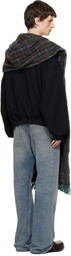 We11done Black Scarf-Detail Long-Sleeved Sweatshirt