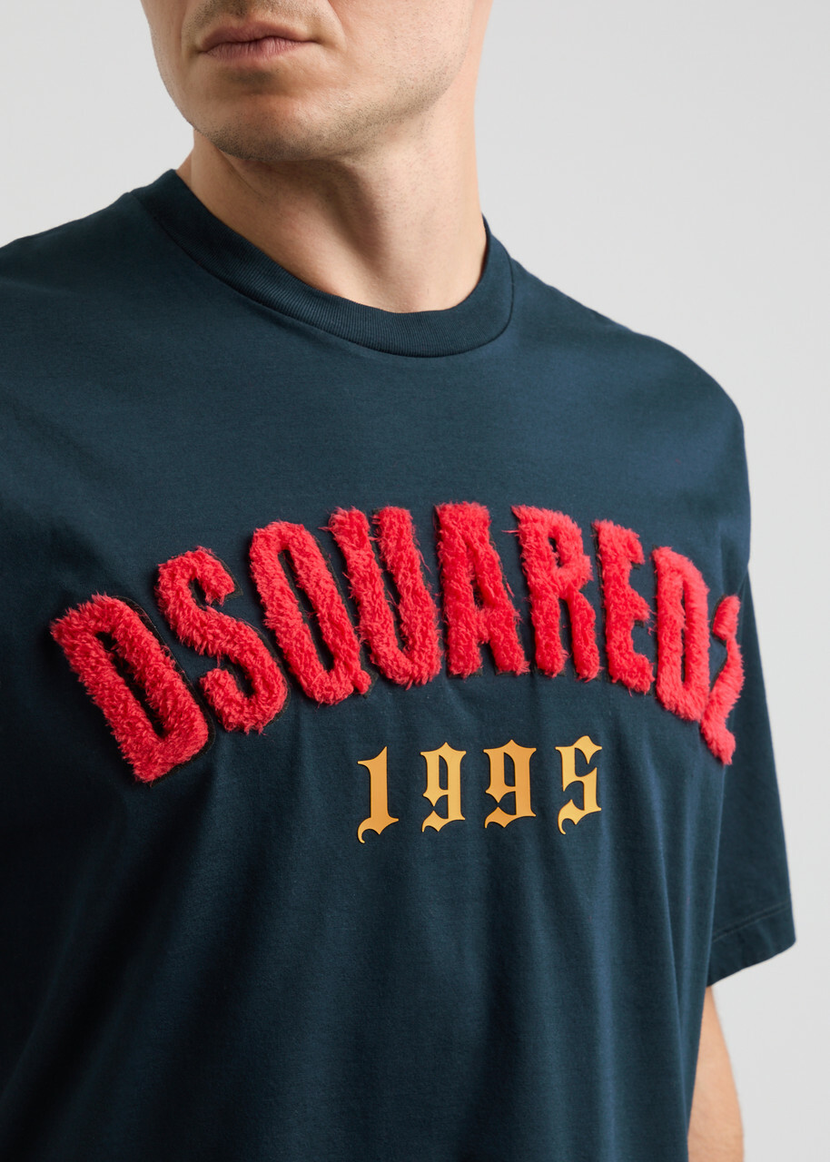 DSQUARED2 Logo-appliquéd Cotton T-shirt Navy Dsquared2