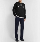 Valentino - Slim-Fit Logo-Print Loopback Cotton-Blend Jersey Sweatshirt - Black