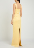 Rebecca Vallance Mandy Pleated Slubbed-poplin Maxi Dress Yellow