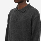 Beams Plus Men's Knit Polo Shirt in Charcoal Grey