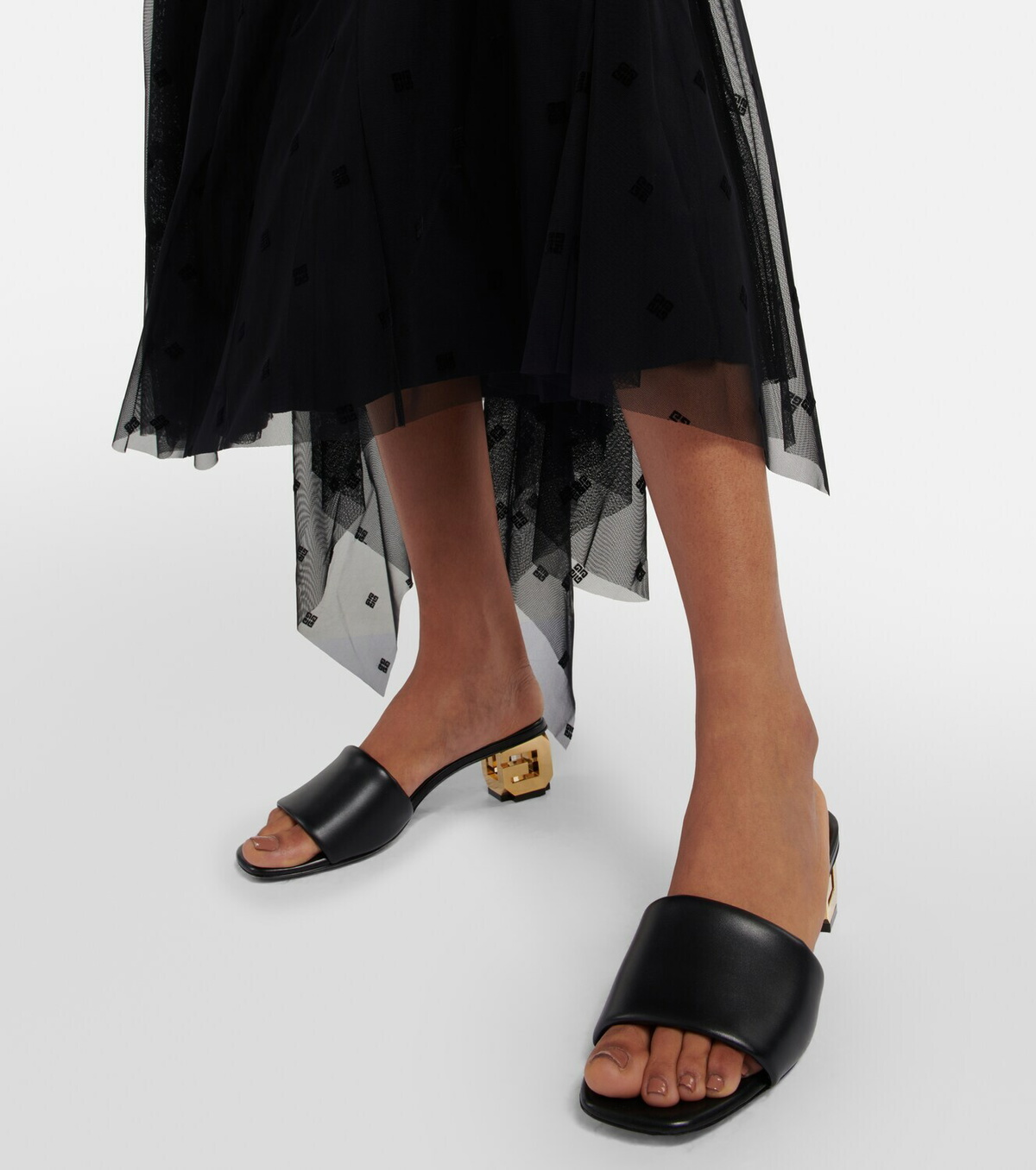 サンダル・ミュール Givenchy 4G NET G-CUBE MULES G Cube heeled mules in 4G canvas in - black | Givenchy US