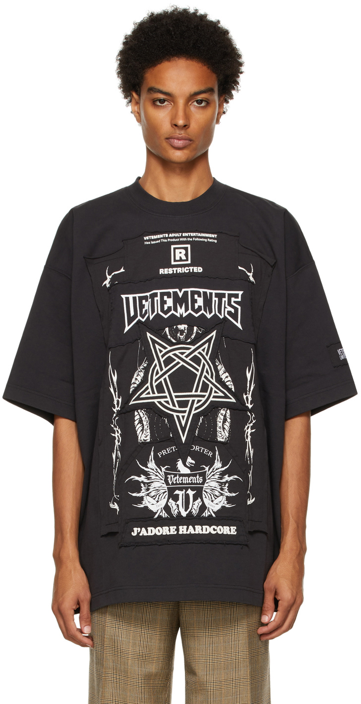 VETEMENTS Black 'Limited Edition' Hardcore Patched Logo T-Shirt Vetements