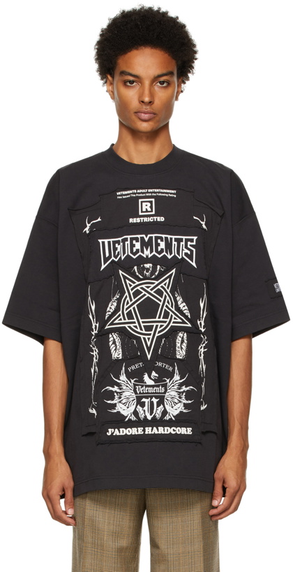 Photo: VETEMENTS Black 'Limited Edition' Hardcore Patched Logo T-Shirt