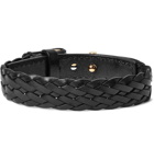 TOM FORD - Woven Leather and Gold-Tone Bracelet - Men - Black