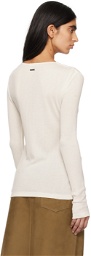 Ferragamo Off-White V-Neck Long Sleeve T-Shirt
