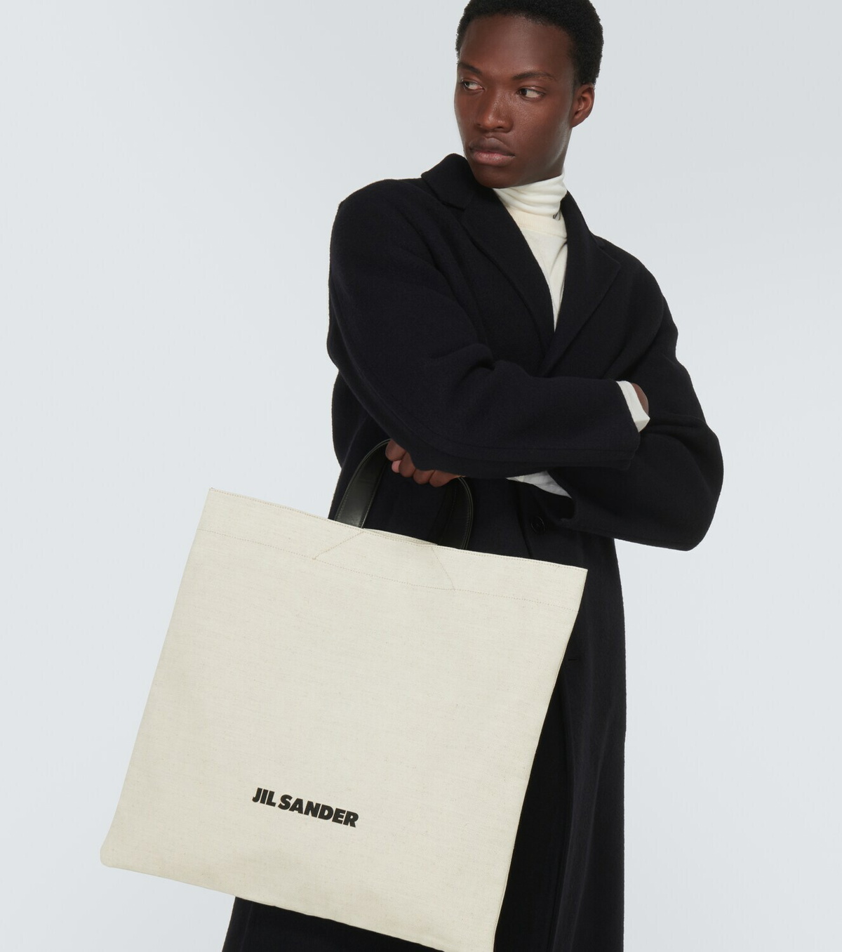 Jil Sander Leather-trimmed canvas tote bag Jil Sander