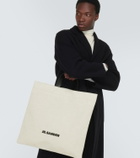 Jil Sander Leather-trimmed canvas tote bag