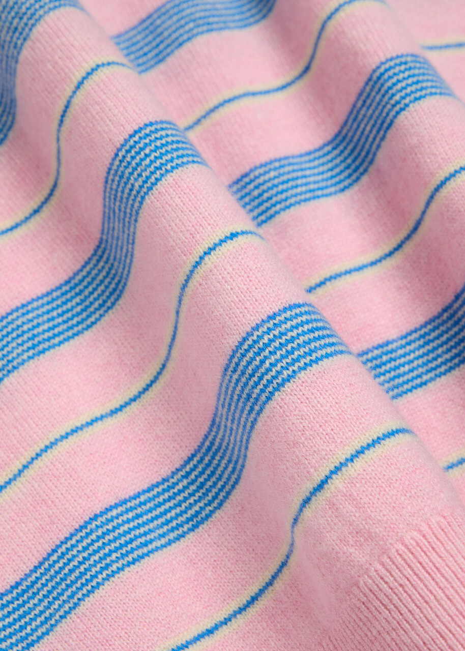 Guest In Residence Collegiate Striped Cashmere Polo Shirt Pink