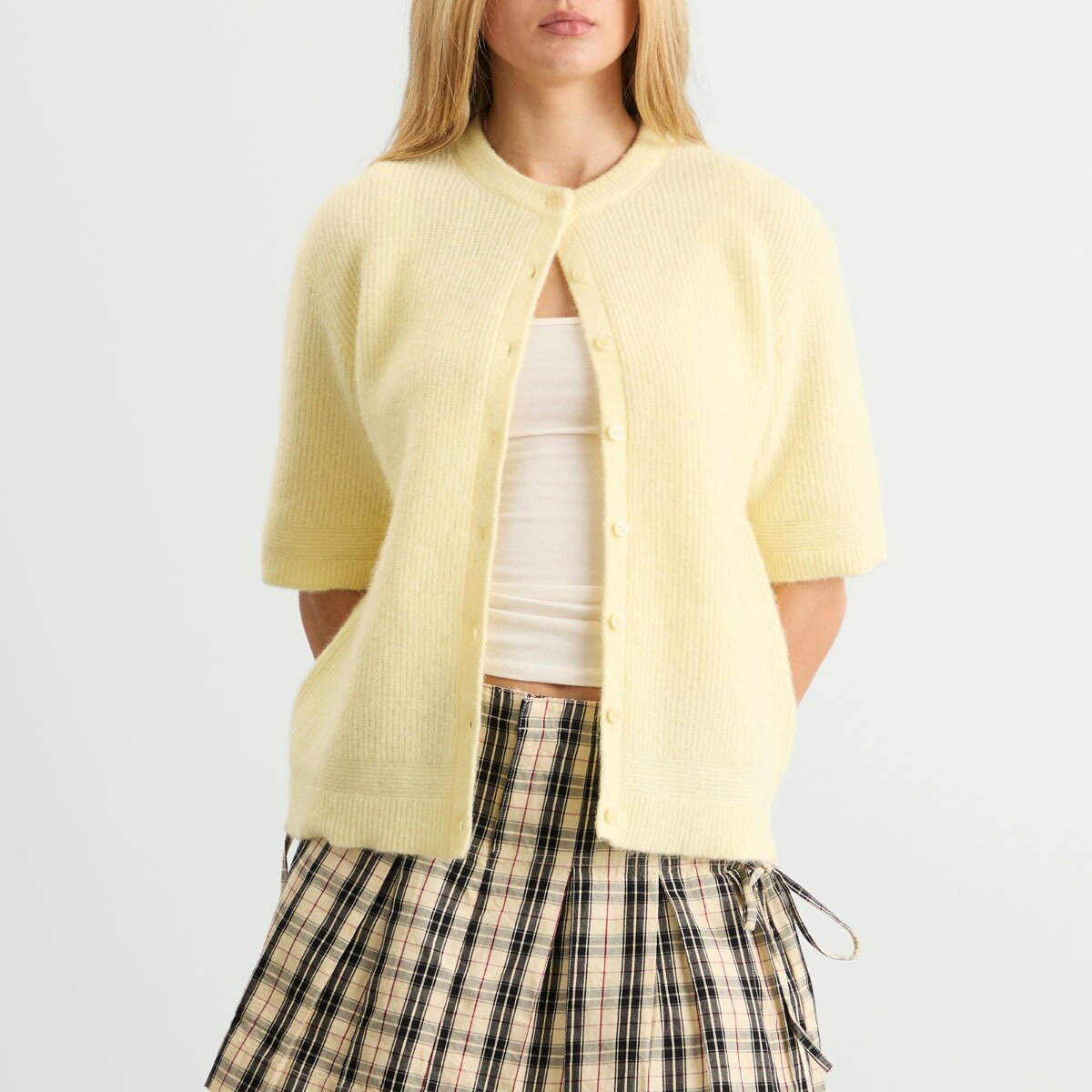 Samsøe Samsøe Women's Saanouria Short Sleeve Cardigan in Flan