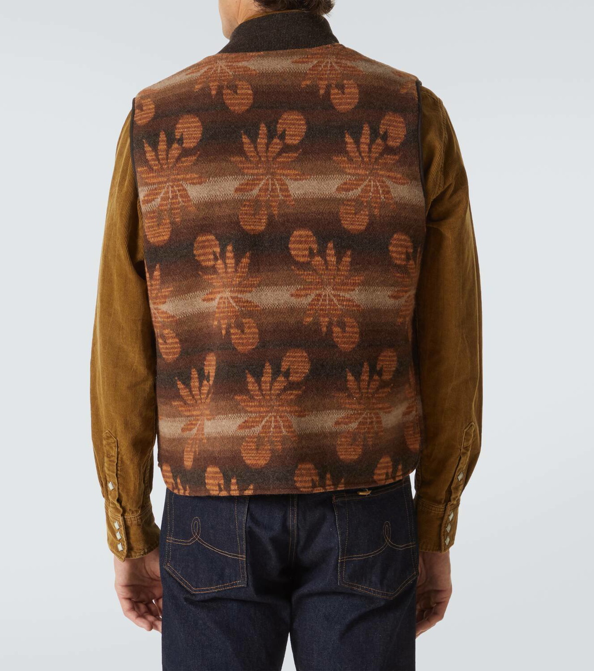 RRL STRIPED EMBROIDERED WESTERN VEST