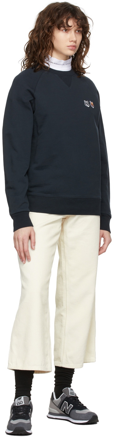 Maison Kitsuné Navy Double Fox Head Patch Classic Sweatshirt