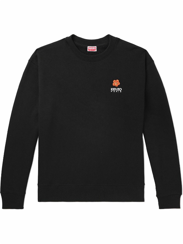 Photo: KENZO - Logo-Embroidered Cotton-Jersey Sweatshirt - Black