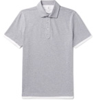 Brunello Cucinelli - Slim-Fit Layered Mélange Cotton-Piqué Polo Shirt - Gray