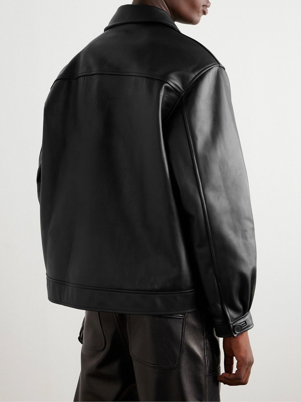 Simone Rocha - Macramé-Trimmed Leather Jacket - Black Simone Rocha