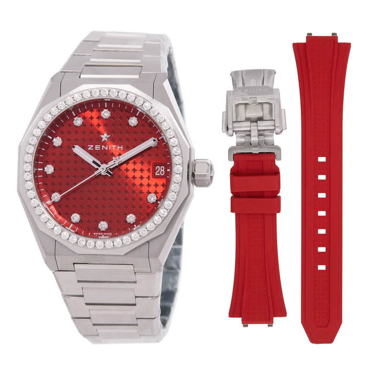 Photo: Zenith Defy Skyline Automatic Diamond Red Dial Ladies Watch 16.9401.670/88.I001