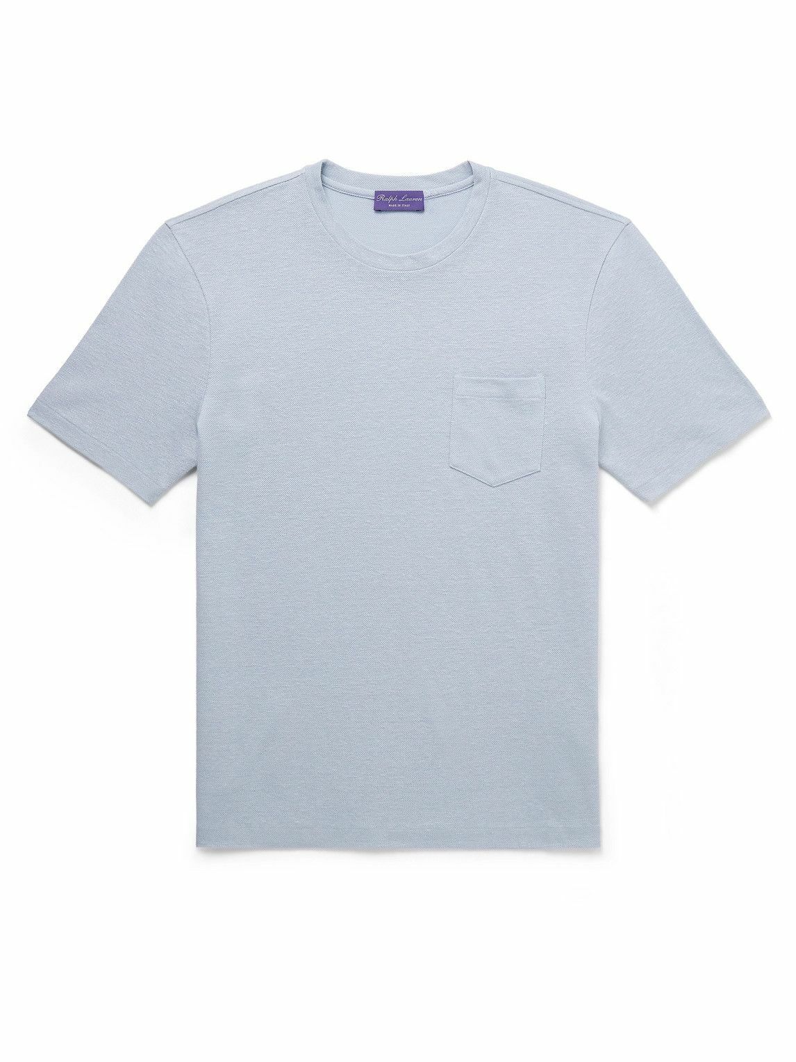 Ralph Lauren Purple label - Linen and Cotton-Blend Piqué T-Shirt - Blue