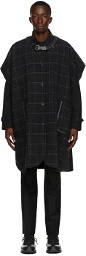 Burberry Gray Wool Cashmere Vintage Check Cape