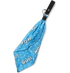 AMIRI - Leather-Trimmed Printed Silk Key Fob - Men - Light blue
