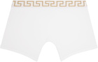 Versace Underwear Two-Pack Black & White Greca Border Long Boxer Briefs