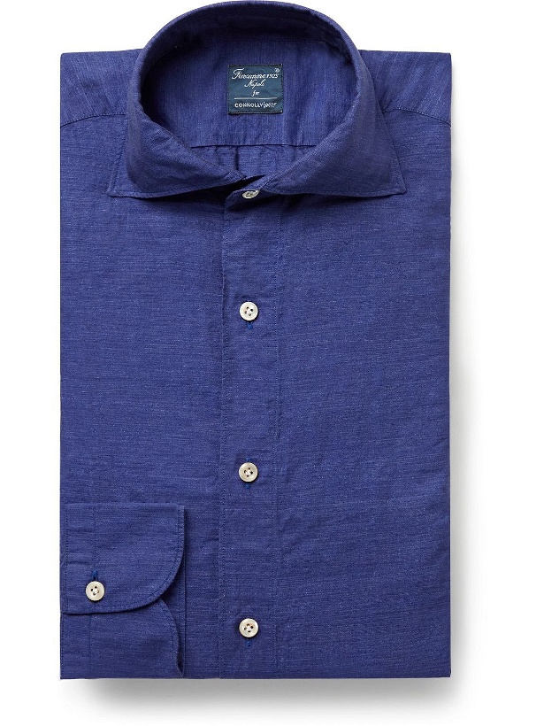 Photo: Connolly - Finamore 007 Cutaway-Collar Linen Shirt - Blue