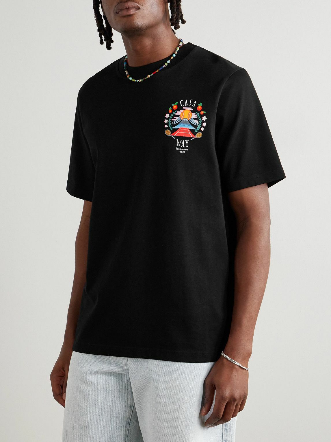 Casablanca - Casa Way Mountain Printed Organic Cotton-Jersey T-Shirt - Black