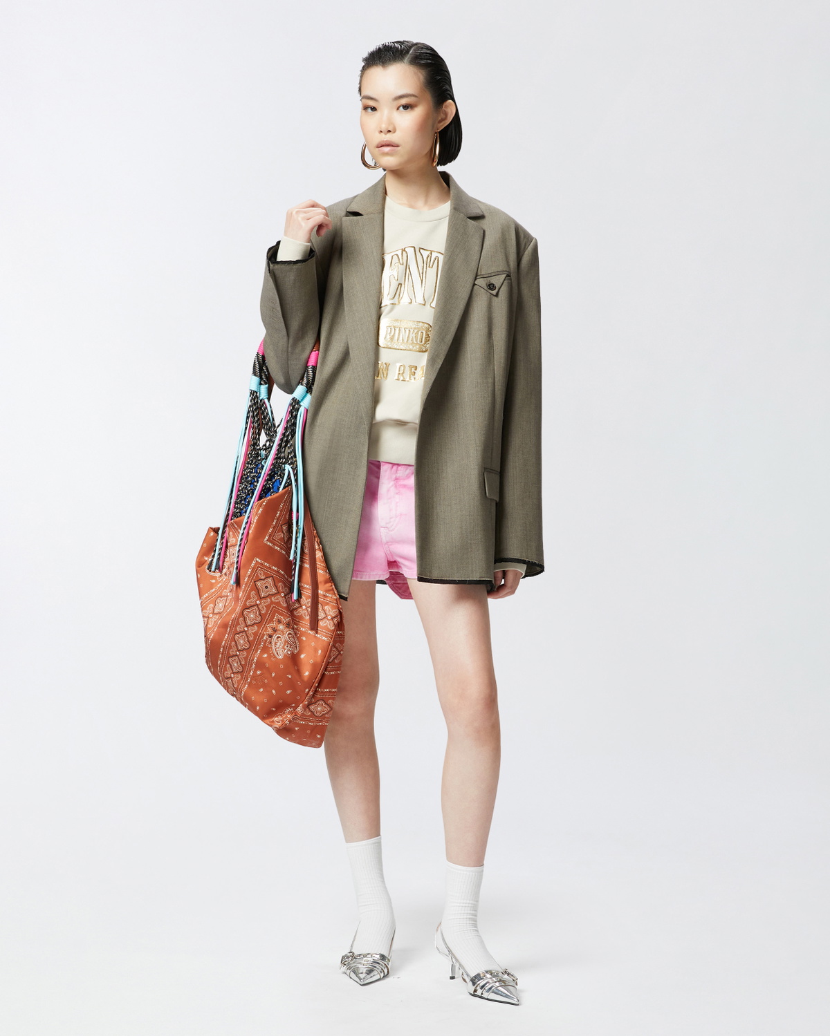 Pinko Pinko Adventure Sweatshirt With Glitter G. Maroso Beige