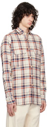 Drake's Off-White & Navy Check Shirt