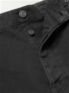 Balenciaga - Hybrid Wide-Leg Distressed Panelled Denim and Cotton-Fleece Trousers - Black